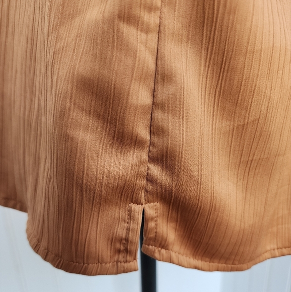 Nine West Brown Tan Womens Boho Sleeveless Satin Knot Detail Textured Top XL - Picture 4 of 13